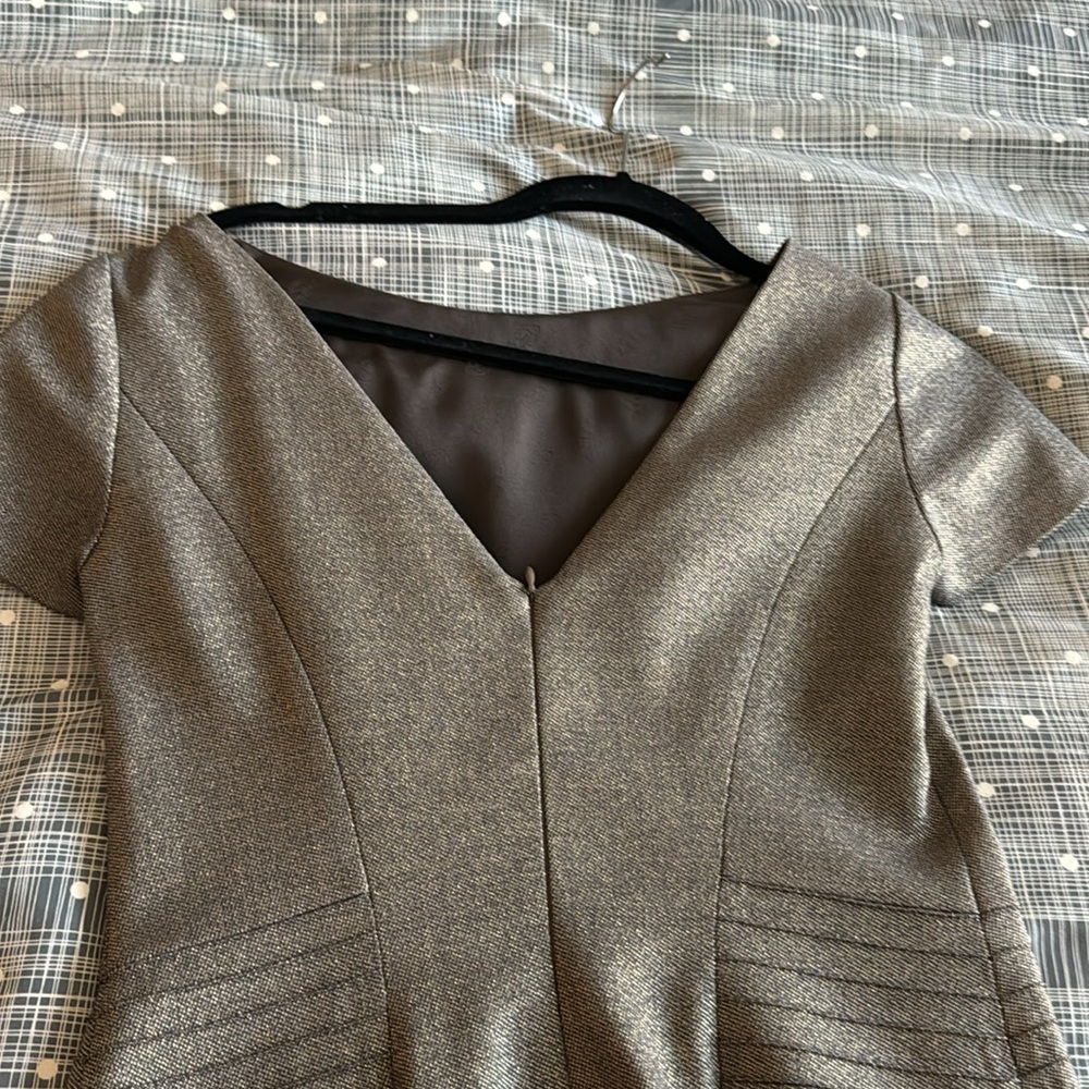 Blumarie Metallic brown and gold, made in Italy, cocktail dress. - Picture 5 of 8